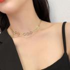 Double-layered Titanium Steel Necklace Gold - One Size
