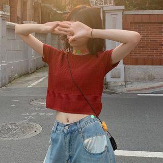 Short Sleeve Knit Cropped Top