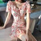 Floral Chiffon Agaric Laces Short-sleeved Dress