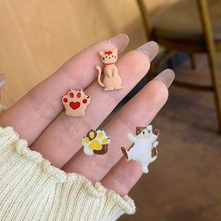 Cat & Paw Asymmetrical Alloy Earring