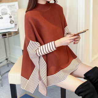 Striped Panel Knit Cape