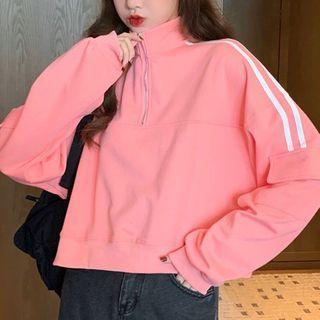 Cropped Half-zip Mock-neck Sweatshirt
