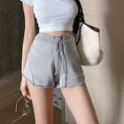 Drawstring High-waist Shorts Light Gray - One Size