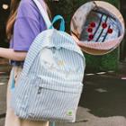 Striped Letter Embroidered Backpack