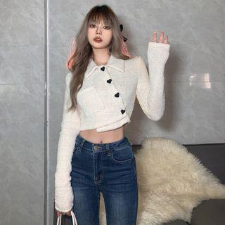 Pocket Detail Asymmetrical Cropped Jacket