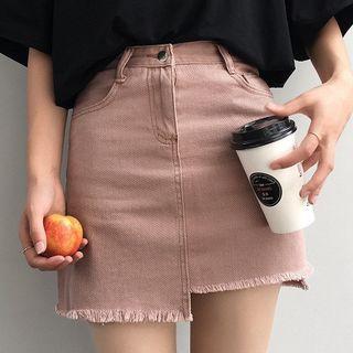Asymmetrical Mini Denim Skirt