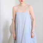 Spaghetti-strap Open-back Maxi A-line Dress Light Blue - One Size