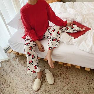 Long-sleeve Cotton T-shirt Red - One Size