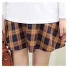 Buttoned Plaid Mini A-line Skirt