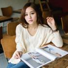 Drop-shoulder Cable-knit Top