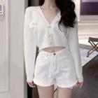Rhinestone Knit Long-sleeve Cardigan