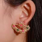 Embellished Fan Shape Earring 1 - 12291 - Kc Gold - One Size