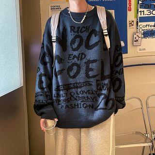 Long-sleeve Letter Jacquard Sweater