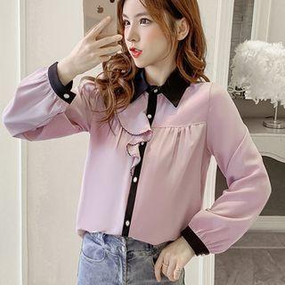 Two Tone Button-up Blouse