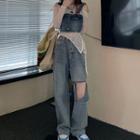 Sleeveless Denim Top / Wide-leg Jeans
