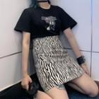Zebra Print High Waist A-line Skirt