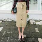 Tie-waist Button-front Skirt