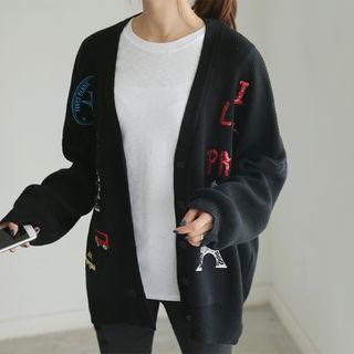 V-neck Sequined Embroidery Cardigan
