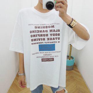 Distressed Letter-printed Oversized T-shirt