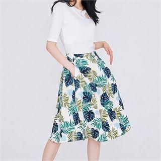 Leaf-pattern A-line Skirt
