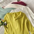 V-neck Rib-knit Top In 8 Colors