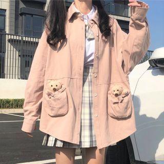 Bear Shirt Jacket Pink - One Size