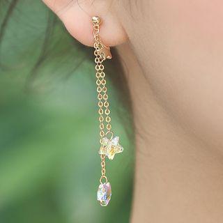 Star Crystal Chain Drop Earrings