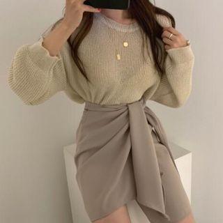 Sweater / Asymmetric Mini Skirt