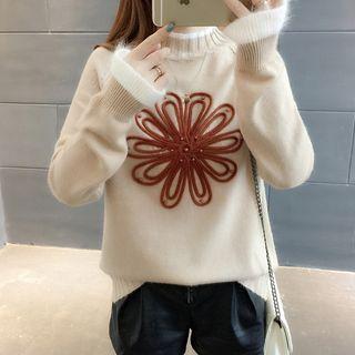 Flower Mock-neck Sweater