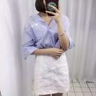 Skirt Tie-waist Solid Color Denim Sheath Midi A-line Dress