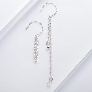Sterling Silver Asymmetric Chain-drop Earrings