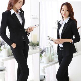 Set: Single-button Blazer + Pants