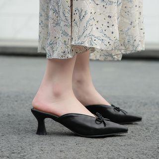 Ribbon Accent Kitten Heel Mules