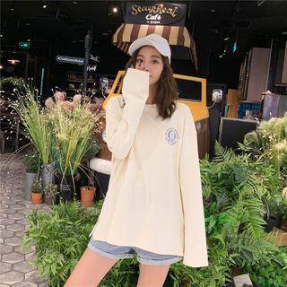 Round Neck Print Lettering Loose-fit Top