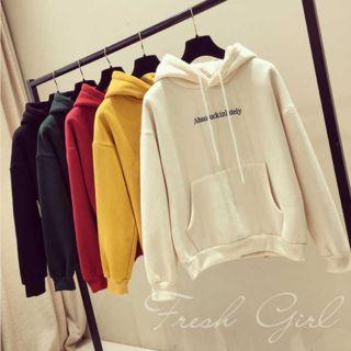 Front Pocket Lettering Embroidered Hoodie