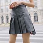 Plain Asymmetric Pleated Skirt