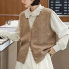 Button-up Sweater Vest Brown - One Size