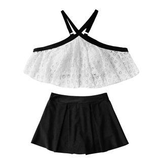 Halter Ruffle 2-piece Swimdress