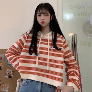 Rainbow Print Striped Hoodie
