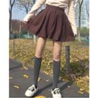 Mini Pleated Skirt Coffee - One Size