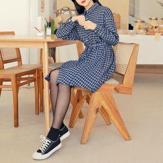 Checked Midi Shirtdress With Sash