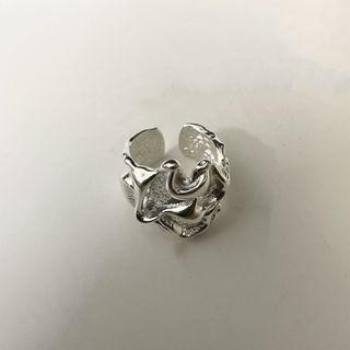 Shirred Sterling Silver Open Ring Silver - One Size