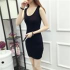 Plain Mini Sheath Tank Dress