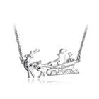Christmas Sleigh Car Necklace With Austrian Element Crystal Silver - One Size