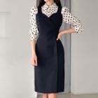 Set: Dotted Shirt + Strappy Sheath Dress