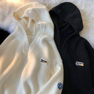 Patched Knit Hoodie