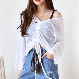 V-neck Drawstring-front Top