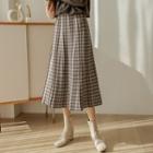 Plaid Knit Long Pleat Skirt