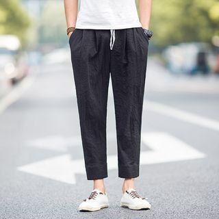 Crop Straight Fit Linen Pants