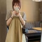 Overall Dress / Short-sleeve Striped T-shirt